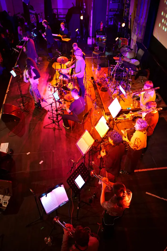 Overhead view of the stage